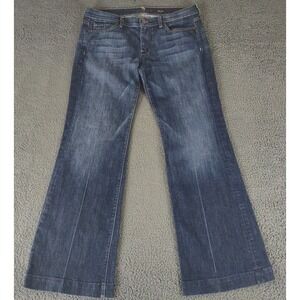 7 For All Mankind Jeans Womens 35x32 Blue Dojo Flare Low Rise Dark Rise Denim